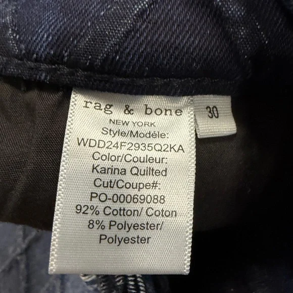 Rag & Bone Logan mid rise wide leg Quilted denim jeans size 30 - Picture 8 of 13